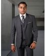 Statement Men's 100% Wool 3 Piece Suit -  Textured Stripes