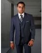 Statement Men's 100% Wool 3 Piece Suit -  Textured Stripes
