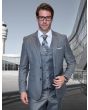 Statement Men's 100% Wool 3 Piece Suit -  Tone on Tone Plaid