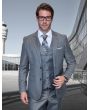 Statement Men's Outlet 100% Wool 3 Piece Suit -  Tone on Tone Plaid