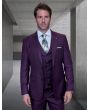 Statement Men's 100% Wool 3 Piece Suit -  Tone on Tone Plaid