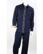 Royal Diamond Men's 2 Piece Long Sleeve Denim Walking Suit - Light Accents