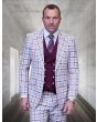 Statement Men's 100% Wool 3 Piece Suit -Electric Windowpane