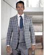 Statement Men's Outlet 100% Wool 3 Piece Suit - Two Tone Windowpane