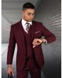 Statement Men's 3 Piece 100% Wool Suit - Solid Color 