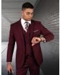 Statement Men's Outlet 3 Piece 100% Wool Suit - Solid Color 