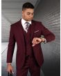 Statement Men's 100% Wool 3 Piece Suit - Bold Solid Color