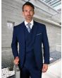 Statement Men's 3 Piece 100% Wool Suit - Solid Color 