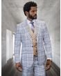 Statement Men's Outlet 100% Wool 3 Piece Suit - Electric Stripes