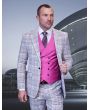 Statement Men's 100% Wool 3 Piece Suit - Electric Stripes