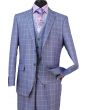 Loriano Men's 3 Piece Wool Blend Outlet Suit - Patterned Checker