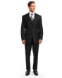 Tazio Men's 3 Piece Executive Pinstripe Suit - Stylish 6 Button Vest