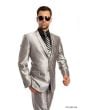 Tazio Men's 3 Piece Slim Fit Suit - Solid Sharkskin