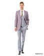 Tazio Men's 3 Piece Executive Suit - Two Tone Windowpane