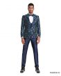 Tazio Men's 4 Piece Skinny Fit Suit - Blooming Flowers