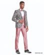 Tazio Men's 4 Piece Skinny Fit Suit - Bright Jacquard