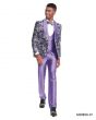 Tazio Men's 4 Piece Skinny Fit Suit - Floral Accents