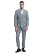 CCO Men's Outlet 2 Piece Skinny Fit Suit - Light Pinstripe