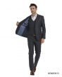 Tazio Men's 3 Piece Skinny Fit Suit - Light Windowpane