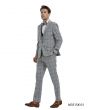 Tazio Men's 4 Piece Skinny Fit Suit - Bold Windowpane