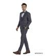 Tazio Men's 4 Piece Skinny Fit Suit - Birdseye Pattern