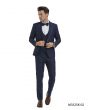 Tazio Men's 4 Piece Skinny Fit Suit - Birdseye Pattern