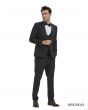 Tazio Men's 4 Piece Skinny Fit Suit - Birdseye Pattern