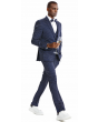 Tazio Men's 4 Piece Skinny Fit Suit - Bright Polka Dot