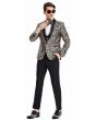 Tazio Men's 3 Piece Skinny Fit Suit - Gold Paisley