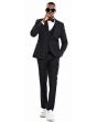 Tazio Men's 3 Piece Skinny Fit Suit - Sleek Pinstripe