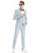 Tazio Men's 3 Piece Skinny Fit Suit - Tone on Tone Pinstripe