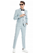 Tazio Men's 3 Piece Skinny Fit Suit - Tone on Tone Pinstripe
