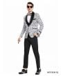 Tazio Men's 3 Piece Skinny Fit Suit - Scatter Dot Pattern