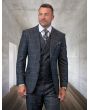 Statement Men's 100% Wool 3 Piece Suit - Tone on Tone Windowpane