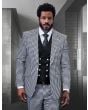 Statement Men's Outlet 100% Wool 3 Piece Suit - Checkered Plaid