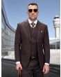 Statement Men's 3 Piece 100% Wool Fashion Suit - Textured Plaid