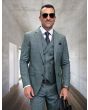 Statement Men's 3 Piece 100% Wool Fashion Suit - Textured Plaid