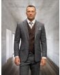 Statement Men's Outlet 3 Piece 100% Wool Fashion Suit - Solid Color Vest