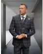 Statement Men's 3 Piece 100% Wool Plaid Fashion Suit - Double Breasted Vest
