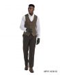 Tazio Men's Outlet 2 Piece Skinny Fit Vest Set- Glen Plaid Pattern