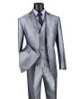 Vinci Men's 3 Piece Modern Fit Suit - Slanted Fashion Vest