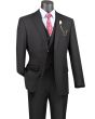 Vinci Men's 3 Piece Modern Fit Suit With Adjustable Waistband - Bold Solid Colors