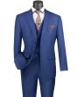 Vinci Men's 3 Piece Modern Fit Suit - Bold Solid Colors