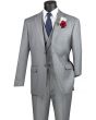 Vinci Men's 3 Piece Modern Fit Suit With Adjustable Waistband - Bold Solid Colors