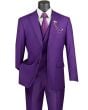 Vinci Men's Outlet 3 Piece Modern Fit Suit - Bold Solid Colors
