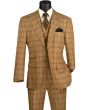 Vinci Men's 3 Piece Modern Fit Suit - Bold Windowpane