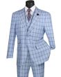 Vinci Men's 3 Piece Modern Fit Suit - Bold Windowpane