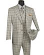 Vinci Men's 3 Piece Modern Fit Suit - Bold Windowpane