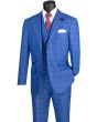 Vinci Men's 3 Piece Modern Fit Suit - Bold Windowpane