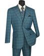 Vinci Men's 3 Piece Modern Fit Suit - Bold Windowpane